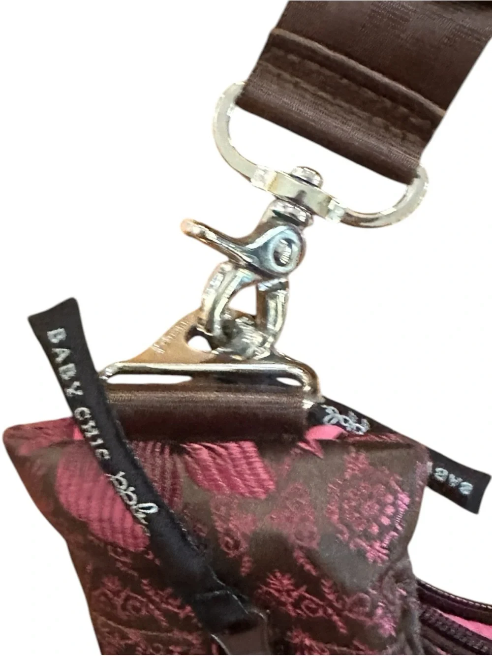 Petunia Pickle Bottom Touring Tote Baby Chic Diaper Bag Brown with Metallic Pink